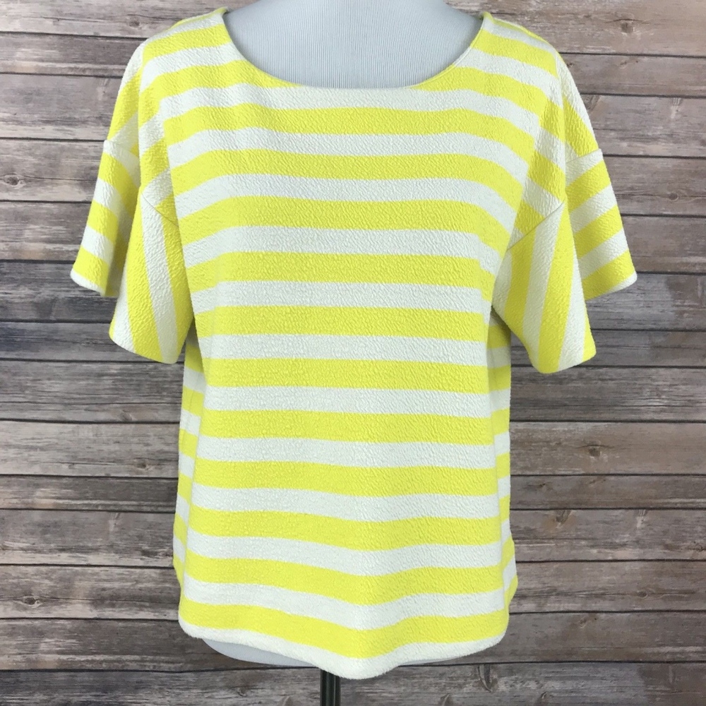 Postmark Anthropolgie Yellow Stripe Edie Swing Top